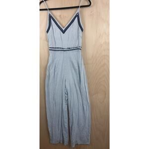Vapora Women’s Blue White Stripe Smocked Jumpsuit XS NWT Rayon